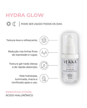 Sérum Gel Hidratante Facial Hydra Glow com Ácido Hialurônico 35ml - Vekka