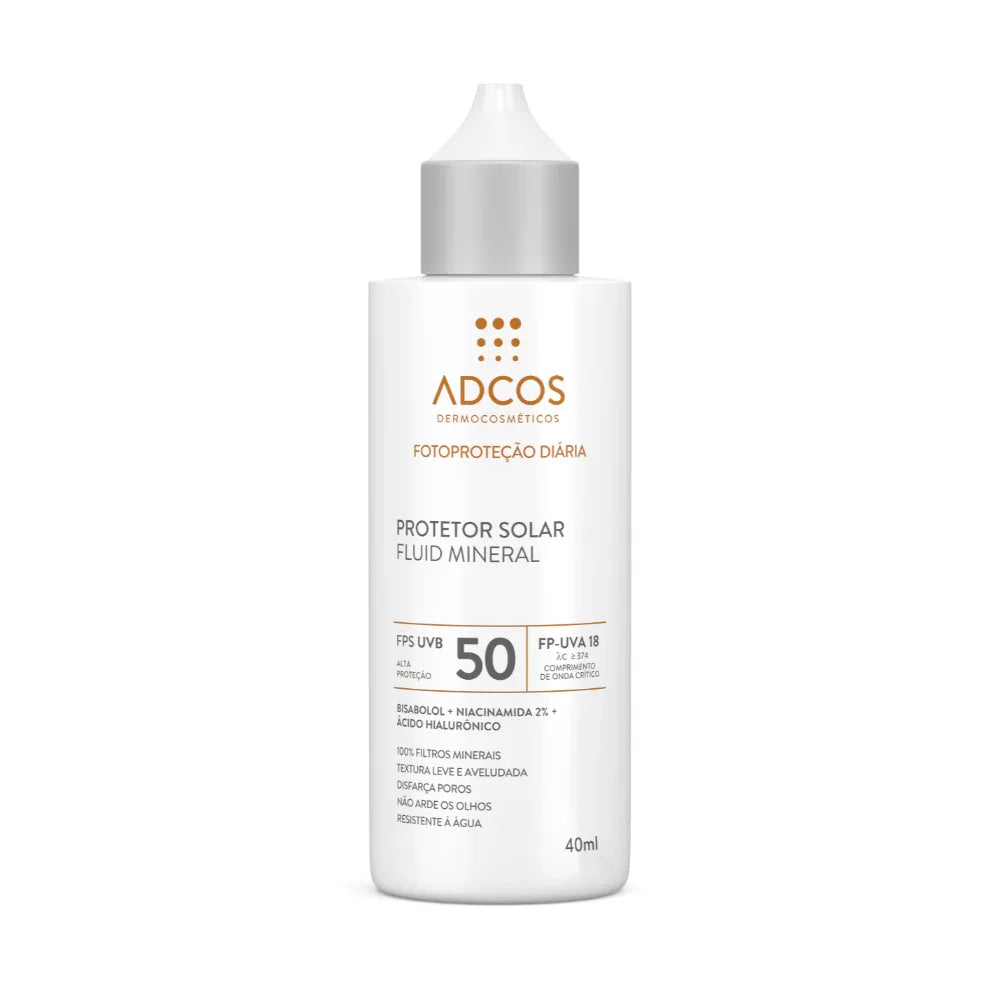 Protetor Solar Fluid Mineral FPS 50 Incolor 40ml - Adcos